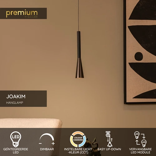 Lucide JOAKIM - Hanglamp - Ø 7,7 cm - LED Dimb. - CCT - 1x7W 2700K/4000K - Met vervangbare LED-module - Koffie | Premium - USP